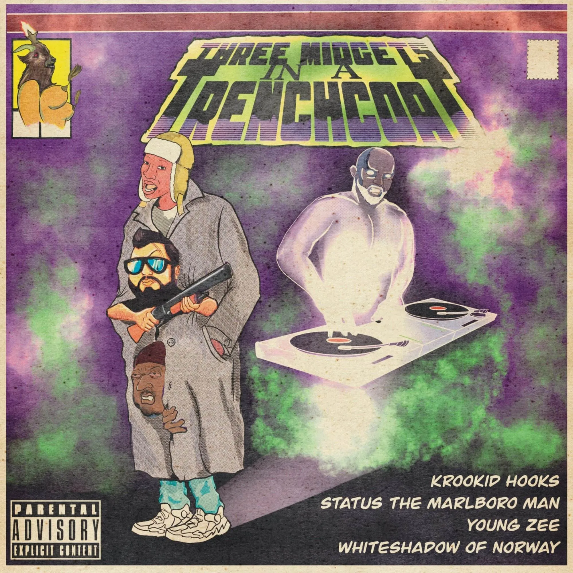 Status & hooks three midgets in a trenchcoat [official mp3 artwork]